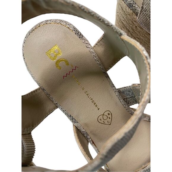 BC Footwear Natural Exotic Wedge Espadrille Sandals Womens 7 Beach Vacation Sexy - Picture 6 of 11